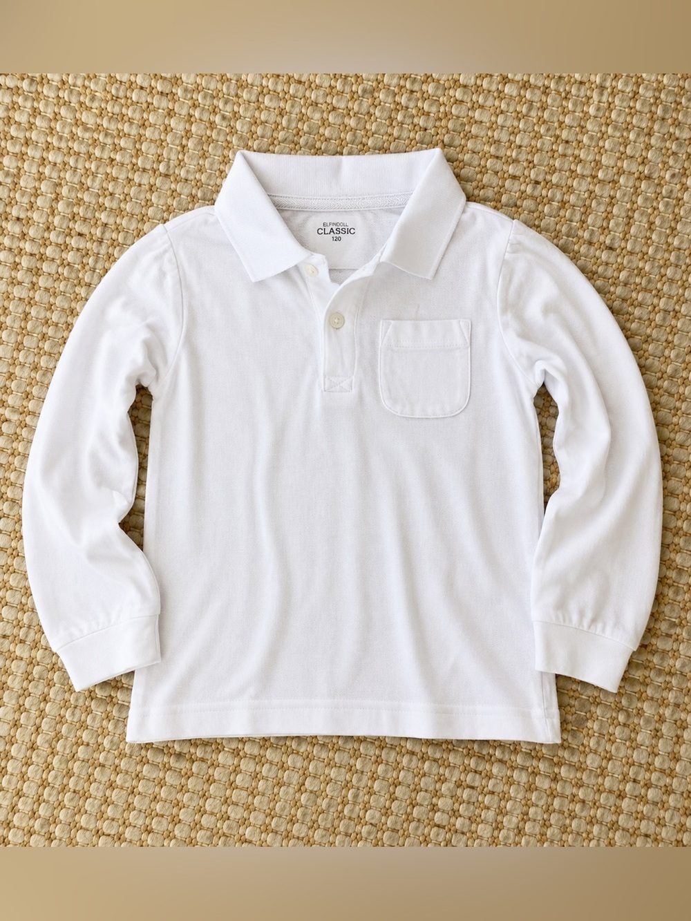 Elfindoll Classic White Long Sleeve Polo | Size 120 / 6T